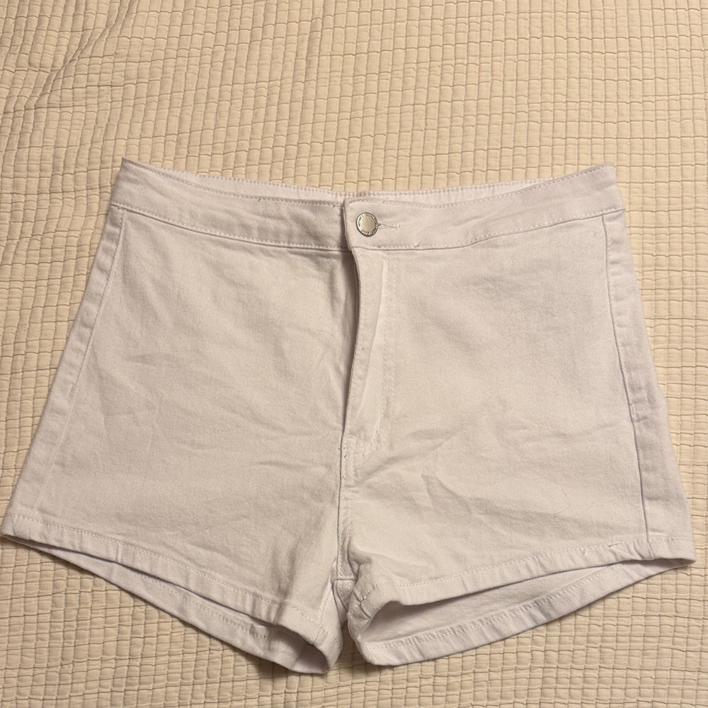 Women’s High-Rise White Cotton Shorts